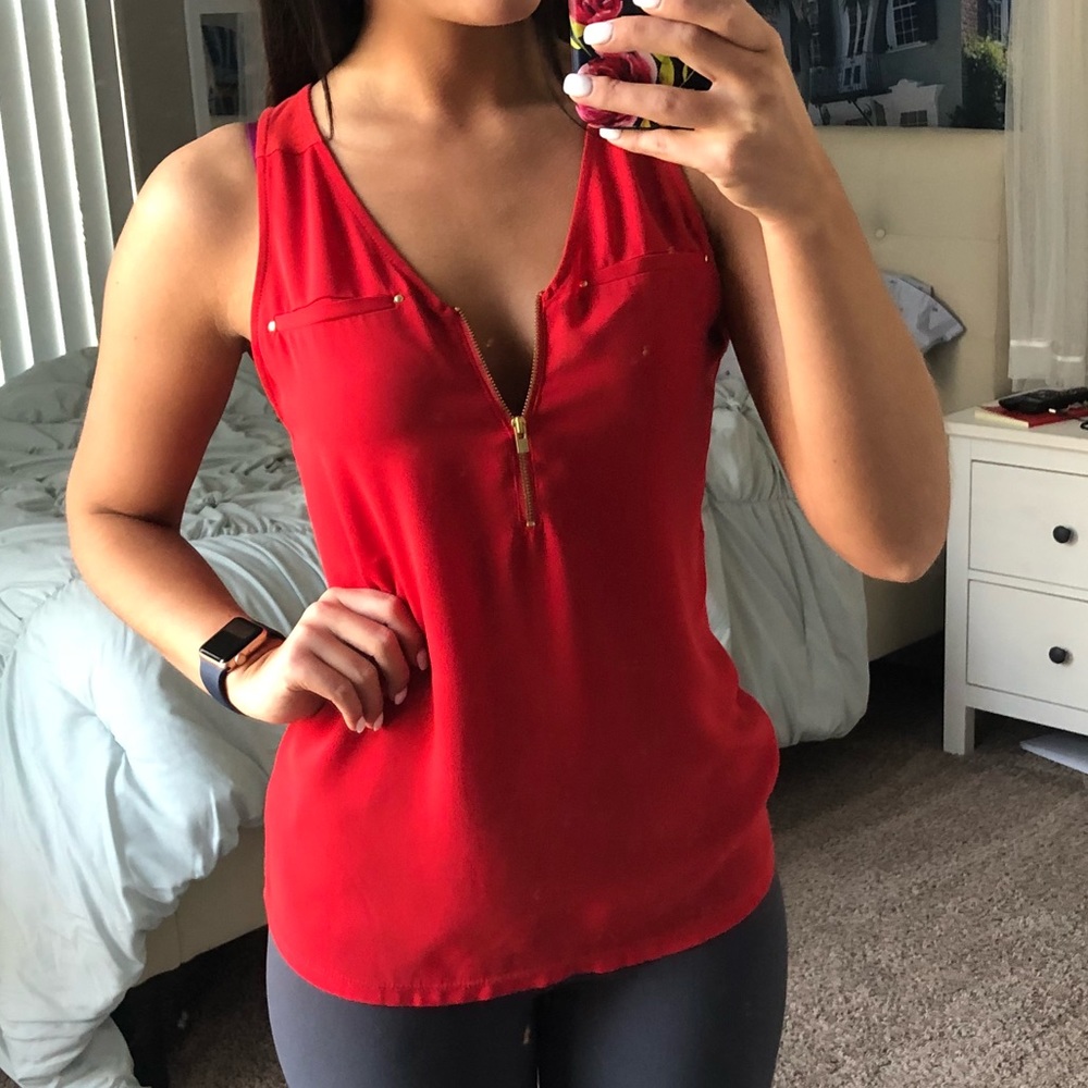 EXPRESS Zipper Tank Red Size XS - Like New!